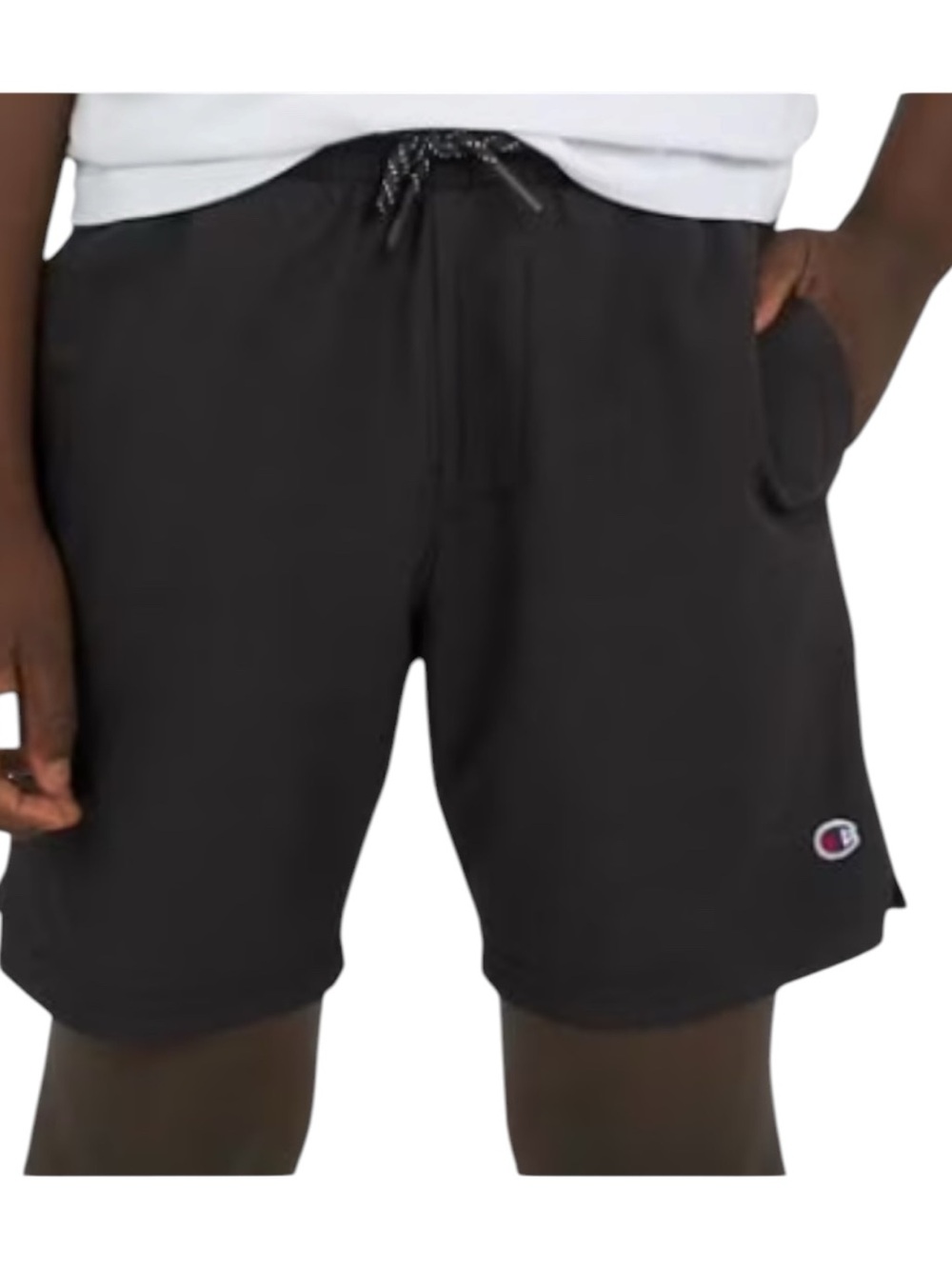 Champion Boys Size XXL 18 Black Athletic Knit Shorts with Small Logo